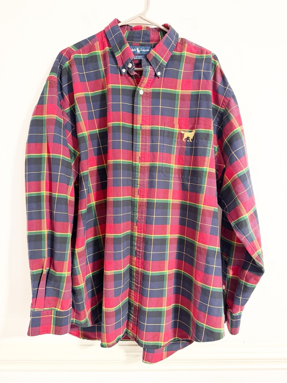 Vintage Ralph Lauren Blake Plaid Button Down Shirt Dog Logo XXL